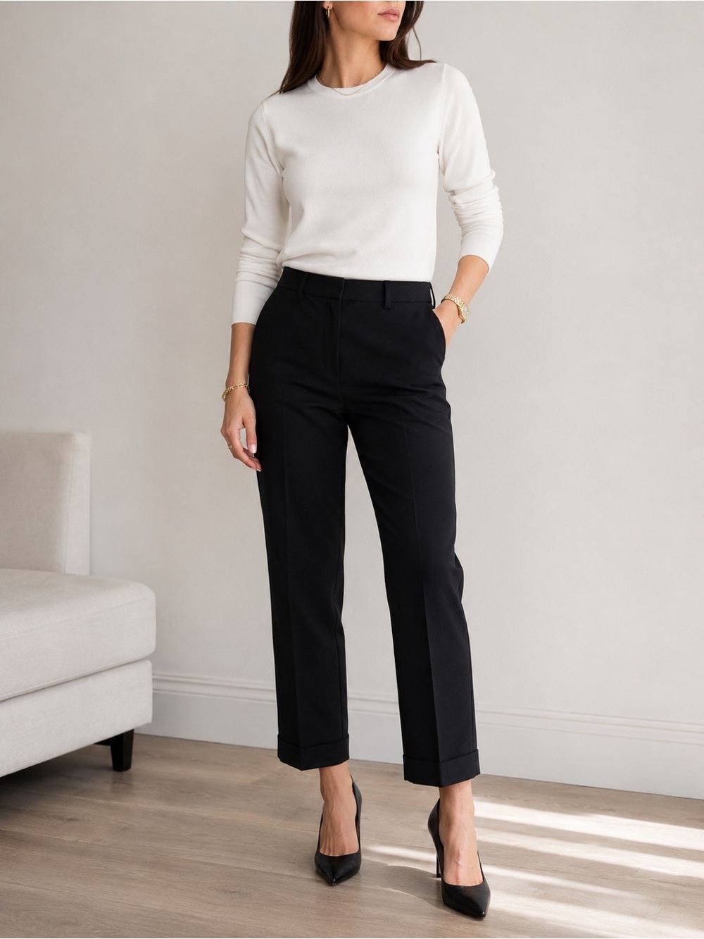 COS Black High-Rise Straight-Leg Trousers